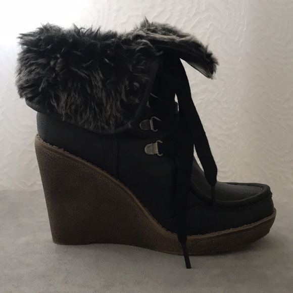 Black Wedge Booties - Picture 6 of 8